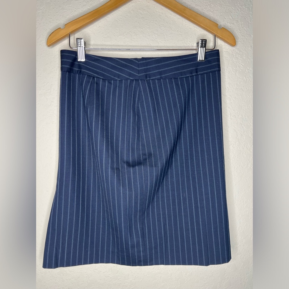 Banana Republic Pencil Skirt Womens Petite Size 4P Navy Blue Wool Blend Stretch
